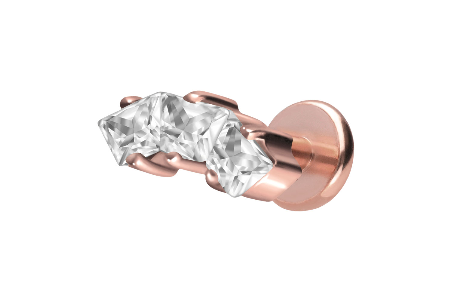 Titan Labret Piercing mit Push Fit EINGEFASSTE KRISTALLTRAPEZE